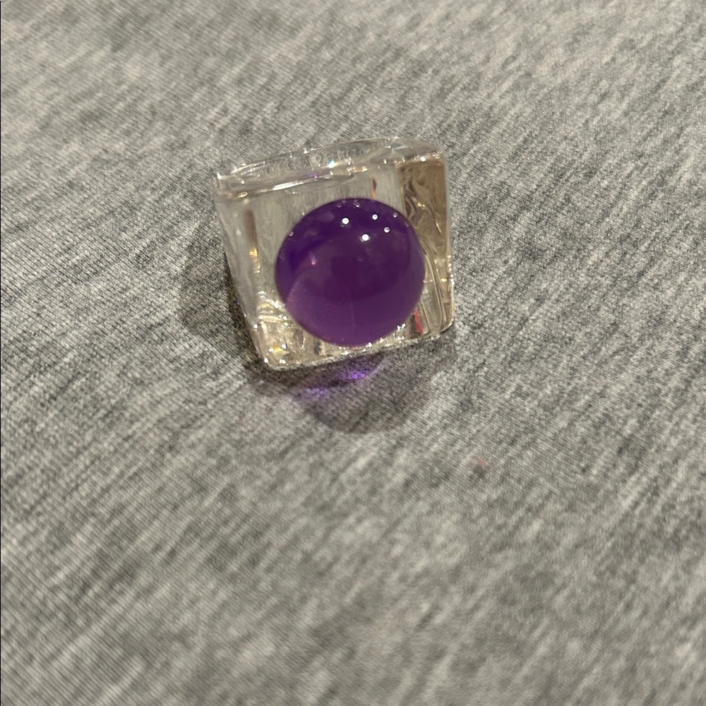 Elegant Purple Stone Ring acrylic Sz 6